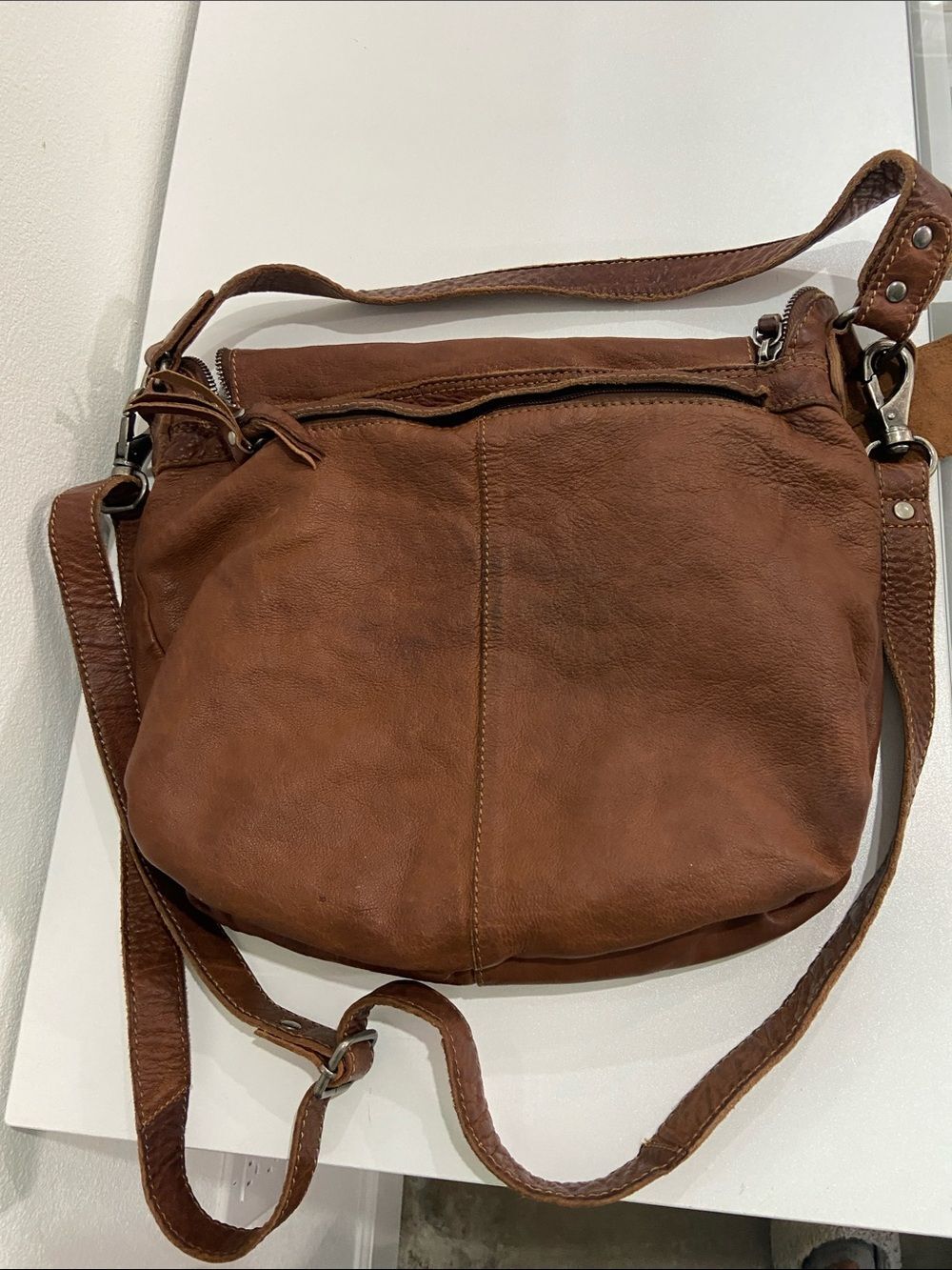 Latico Brown Leather Crossbody Saddle Bag - Picture 6 of 8
